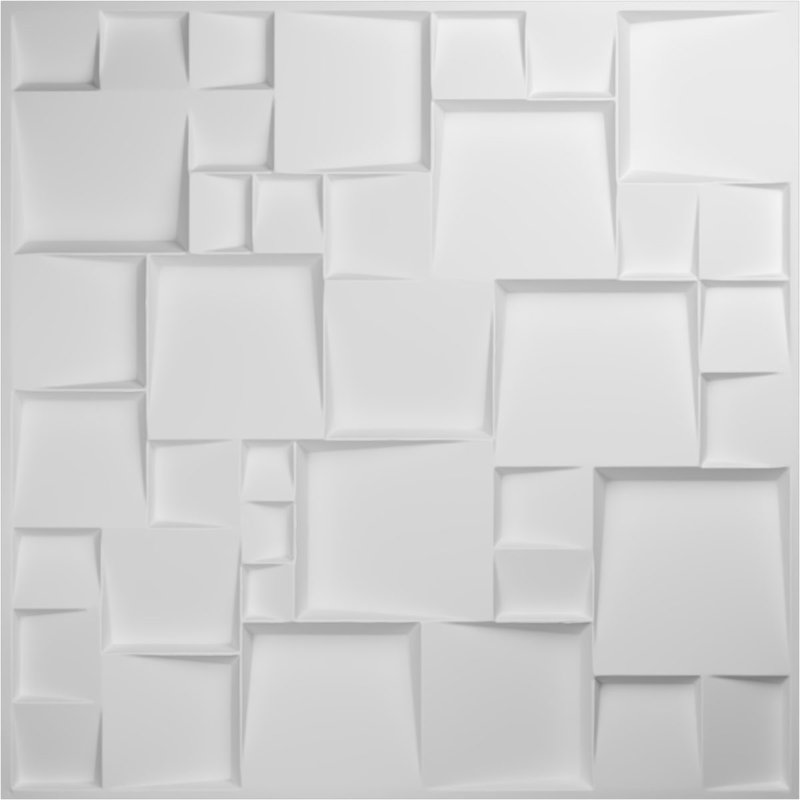 19.625" White Textured 3D PVC Wall Panels (50-Pack)