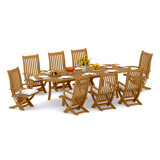 6 Seats 7 Pcs Grade-A Teak Wood Dining Set: 118" Double Extension Oval Table And 6 Warwick Reclining Arm Chairs #11Wa2606