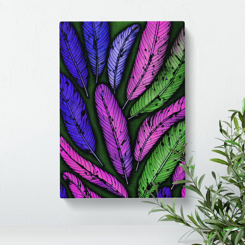 Painted Feathers No.1 - Wrapped Canvas, 50cm H x 35cm W x 3cm D