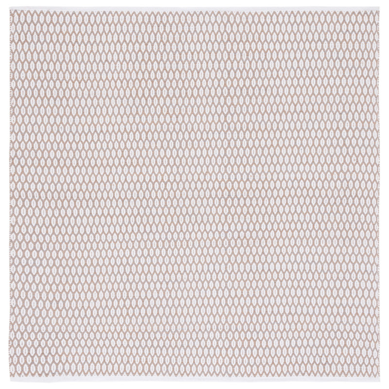 Modena Geometric Handwoven Cotton Area Rug, Carré 6 pi