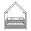 Lit en bois pleine grandeur avec cadre de toit de maison, barrières de sécurité, gris-129582004