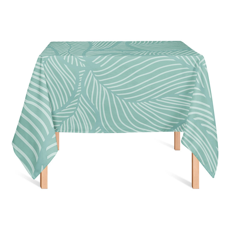 Dense Leaves Gray 4 Tablecloth, Teal