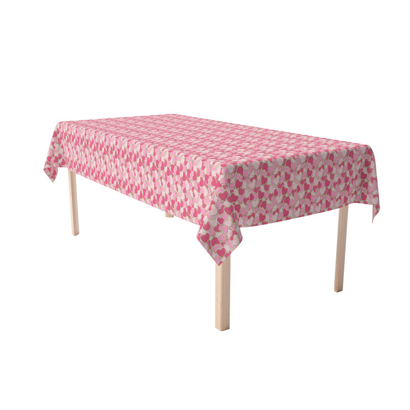 Rectangular Tablecloth, 100% Cotton, 52X104", Decorated Heart Shaped Cookies, 120" L x 60" W