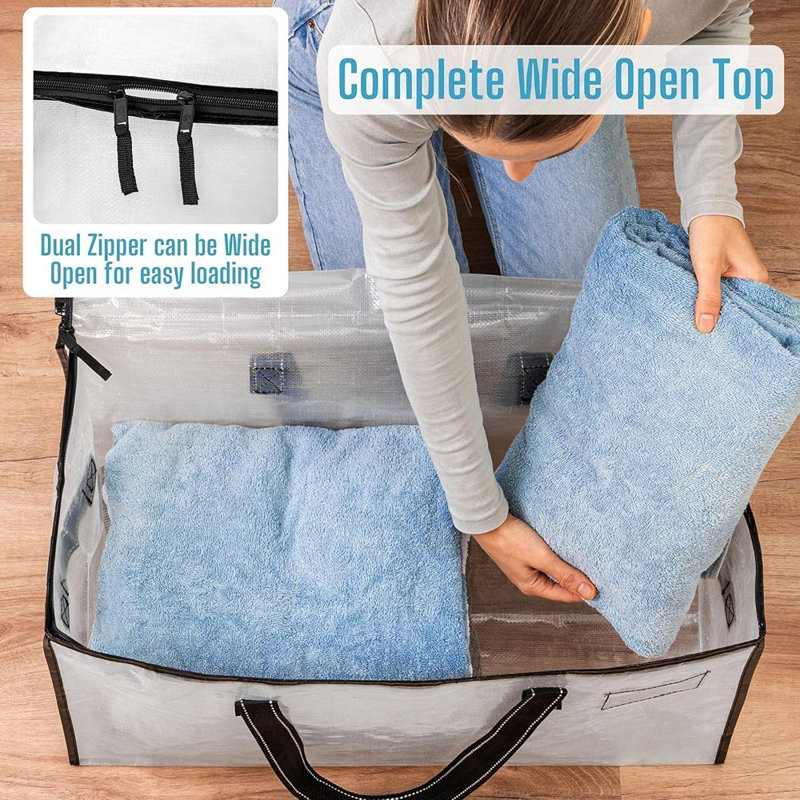 Paquet de 8 sacs de rangement pliables robustes pour le déplacement, les édredons, les couvertures et le rangement saisonnier