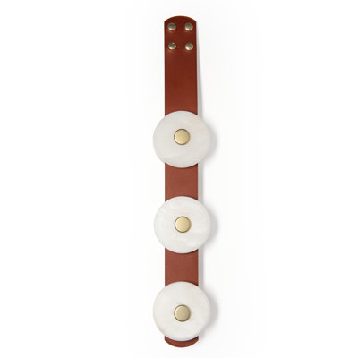 SNAPS Additional 3-Light LED Module 24" Extension Strap - White Finish - Chestnut Leather - Alabaster