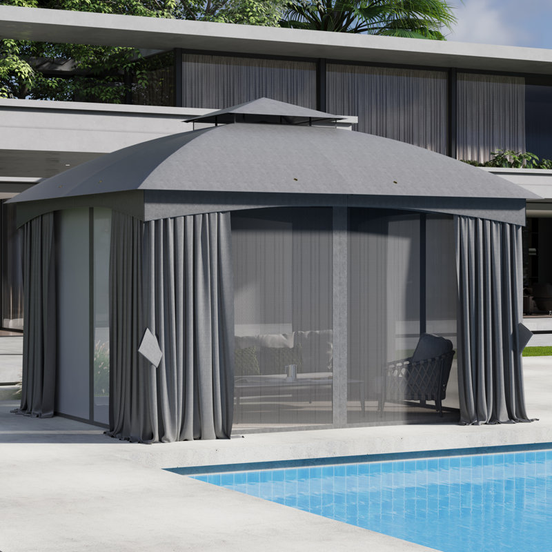 11 X 13 Ft Outdoor Gazebo With Mosquito Netting & Curtain