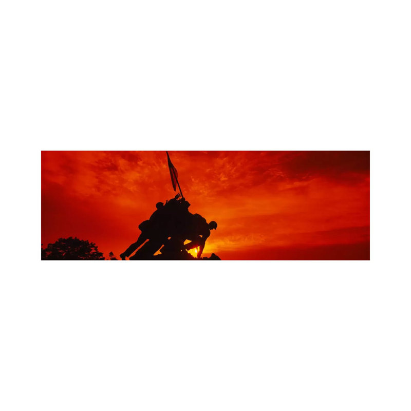 Silhouette Of Statues At A War Memorial, Iwo Jima Memorial, Arlington National Cemetery, Virginia, USA - Wrapped Canvas Panoramic Print
