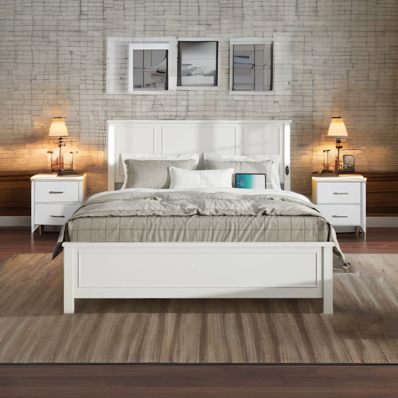 Garnes Zena Queen Size Bed Frame, White