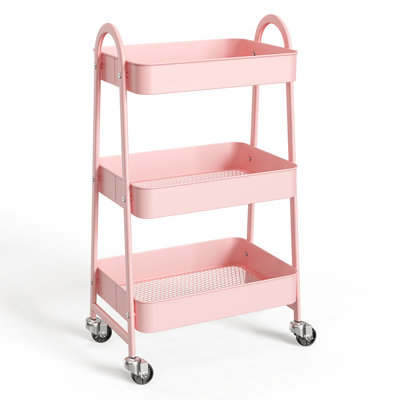 3 Tier Small Rolling Cart,metal Storage Organizer,kitchen Bathroom Trolley,office Shelves