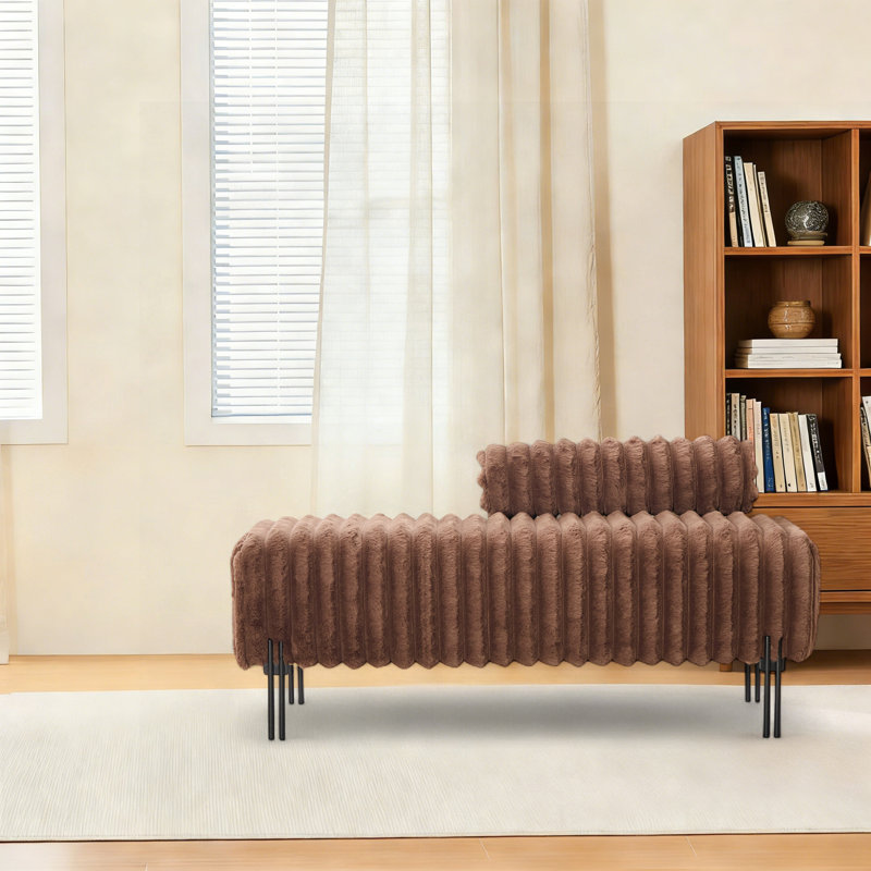 Banc rembourré de 49,6 po de largeur avec dossier réglable, Brun