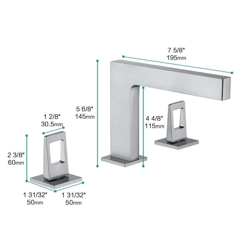 Robinet de salle de bain à large entraxe avec bonde, Nickel brossé