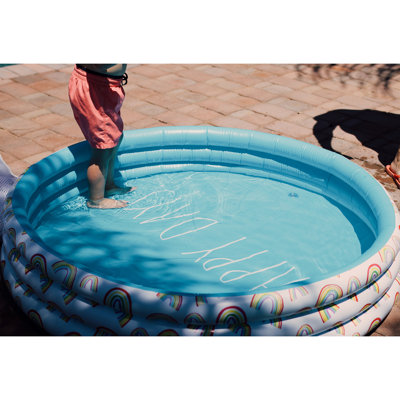 Coconut Float: Happy Days Aqua Rainbow- 46" Mini Pool, Outdoor Inflatable Water Kiddie Pool, Kids Ages 5+