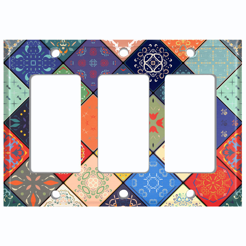 Patterned 3 - Gang Rocker Standard Wall Plate