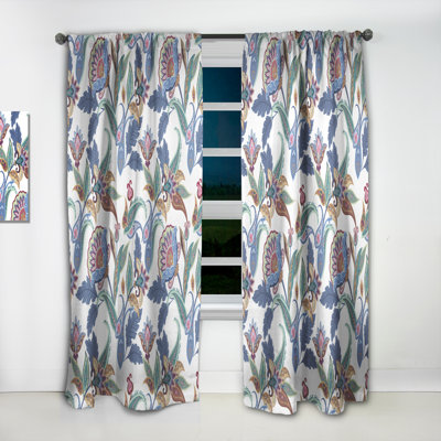 Fantasy Flowers Paisley Semi-Sheer Thermal Rod Pocket Single Curtain Panel