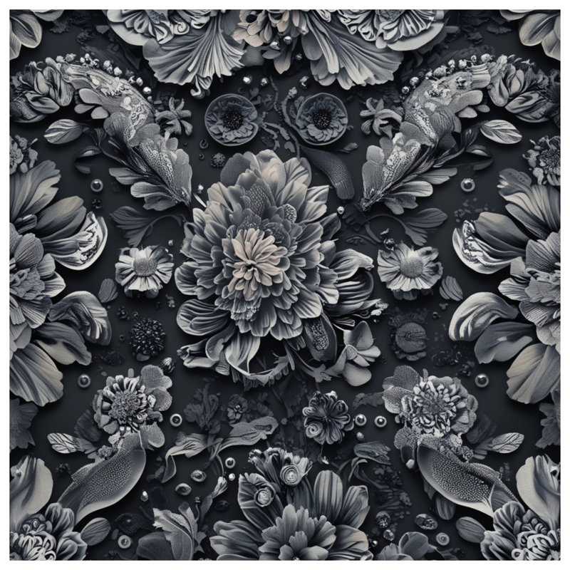 Monochrome Floral Arrangement Comforter, Twin Extra Long