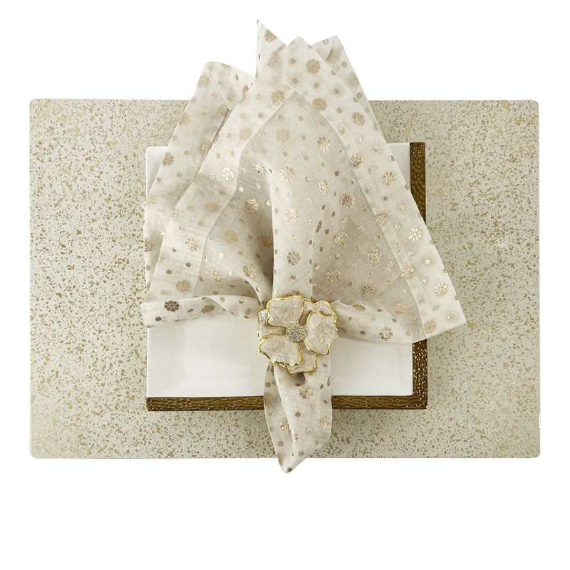 Hype White With Gold splatter Rectangle