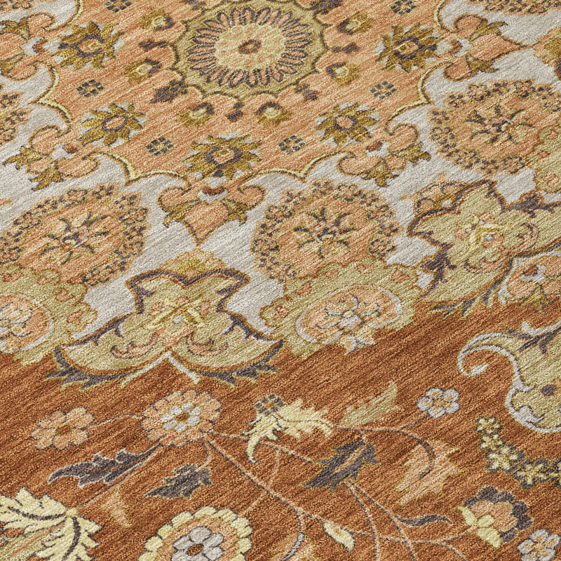 Tapis damassé intérieur / extérieur lavable à la machine ACN2611, Paprika, 3 pi x 5 pi