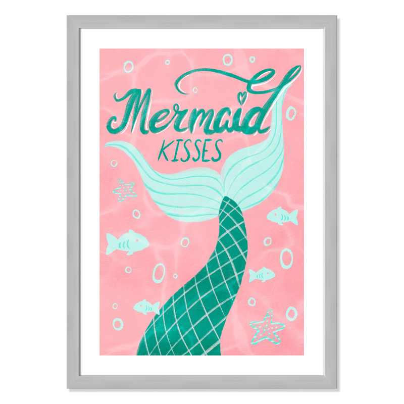 Mermaid Kisses 1, impression sur papier, H 34,5 po x l 24,5 po x P 0,6 po, Encadré plat argent