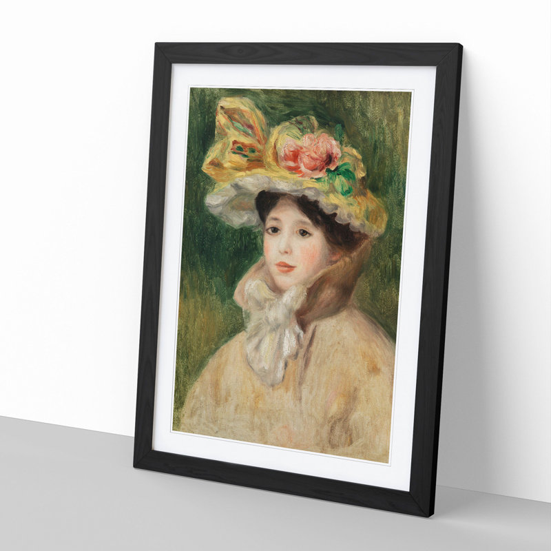 Woman with Capeline by Pierre-Auguste Renoir - Picture Frame Painting, Black, 48cm H x 36cm W x 2cm D