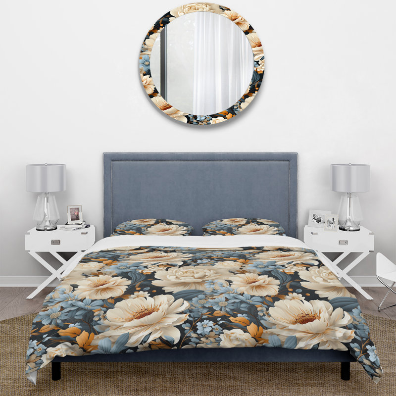 Ensemble de housse de couette Burtha, Housse de couette pour grand lit et 2 taies décor