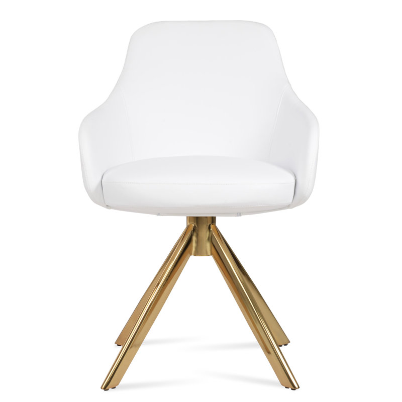 Fauteuil pivotant Gazel, Noyer, Blanc