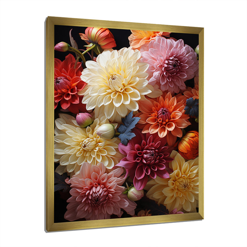 Ellera Mums Autumn Hues Showcases I, H 32 po x l 24 po x P 1 po, Cadre photo doré
