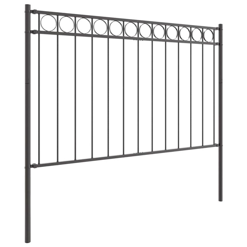 vidaXL Fence Element Grey 66.93 x 51.18 in Steel, 2.63 ft. x 5.58 ft.