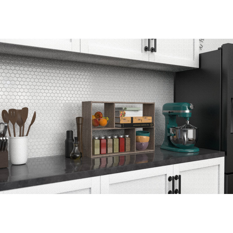 Mini Offset 4-Cube Bookcases, Weathered Teak
