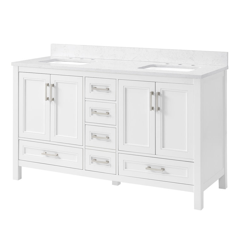 Rusandra 60'' Double Bathroom Vanity with Engineered Marble Top