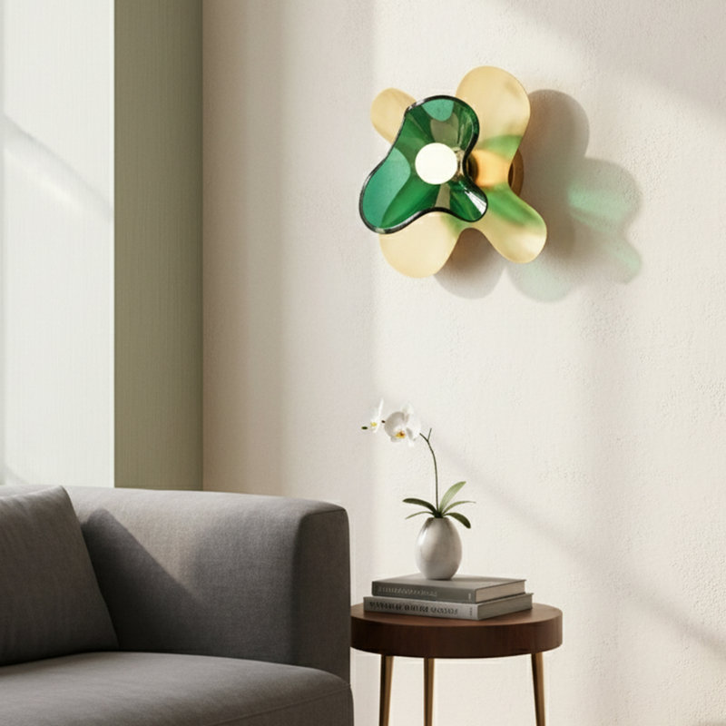 Butterfly Wall Sconce – Elegant Brass – Glass Lighting Design & Color Options, Green