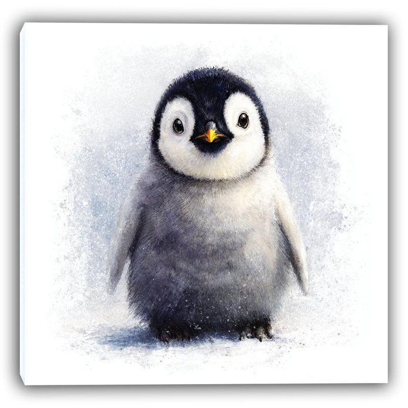 Snowy Baby Penguin Portrait - Wrapped Canvas Wall Art, 20" H x 20" W