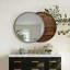 Miroir mural coulissant rond avec tablettes de rangement