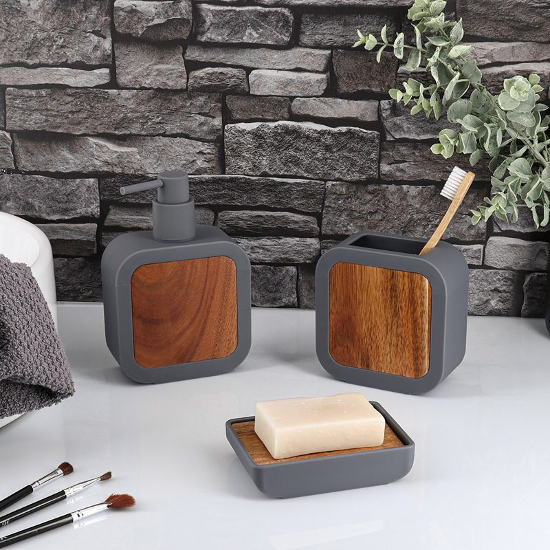 Savon à main en bois et bois Minimalist, Gris