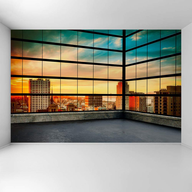 Modern City Buildings Peel & Stick Border, 100" L x 144" W