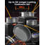 Ensemble de batterie de cuisine 12 pièces à faible encombrement - casseroles et poêles antiadhésives en céramique infusée de diamant à 3 plis avec poignées amovibles