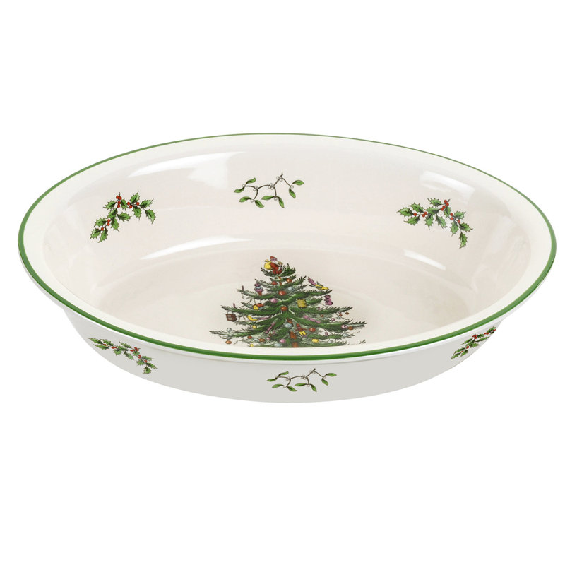 Spode Christmas Tree Oval Serving Dish, 48 Oz - Festive Holiday Tableware