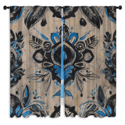 Rideaux de fenêtre à motif floral complexes et obscurcissant - 2 panneaux