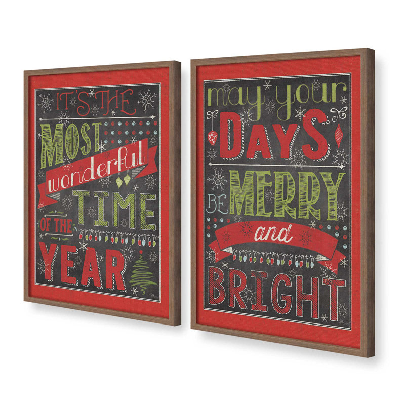 Merry and Bright Days, ensemble de 2 reproductions d'art, Noyer, 20 po x 16 po