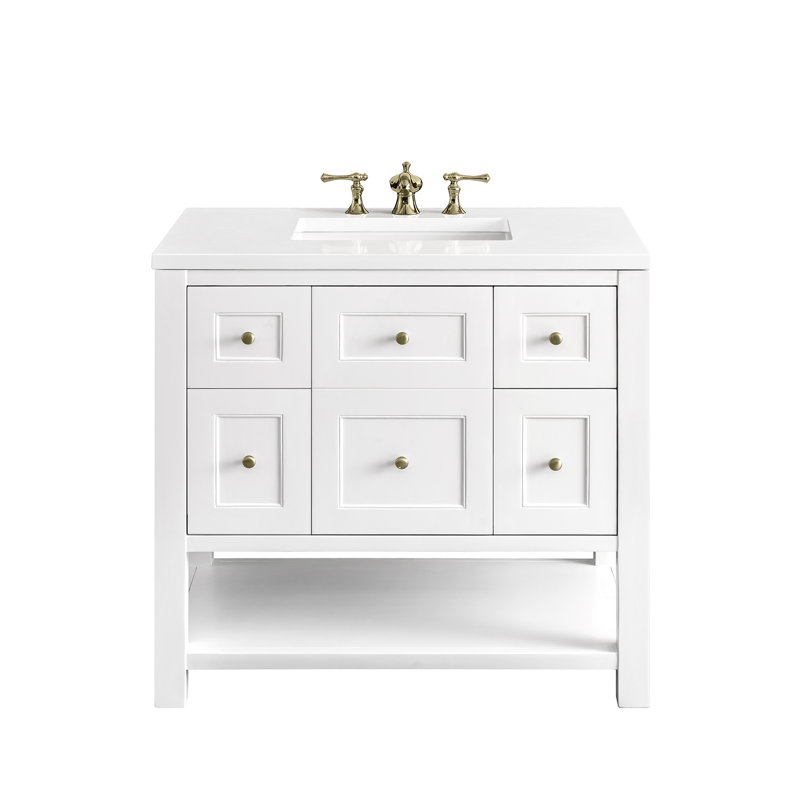 Breckenridge 36'' W Single Vanity, Bright White, White Zeus, 8" Widespread