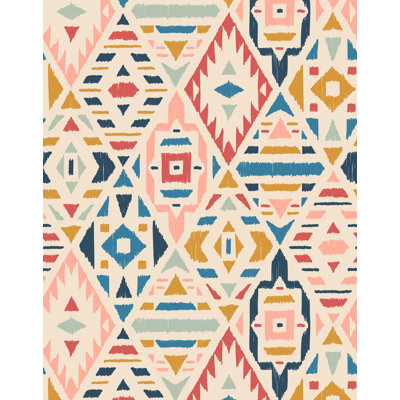 7m x 75cm Matte Geometric Tribal Pattern Wallpaper Roll