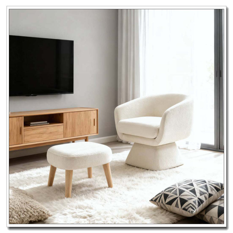 Chaise de loisir rembourrée avec repose-pieds, Blanc
