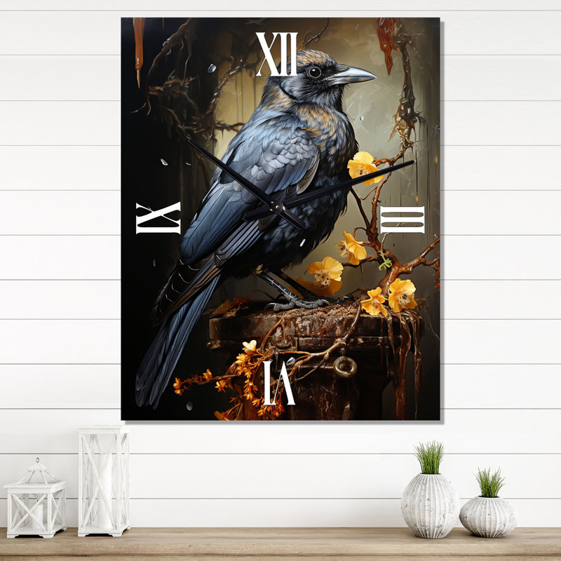 Noir Black Shadows Cast A Mysterious Ambiance - Horloges murales oiseaux, Médium