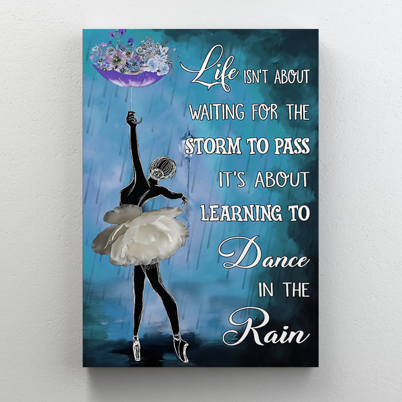 «Ballet Girl In White Dancing In The Rain», art textuel sur toile tendue, H 14 po x l 11 po x P 2 po