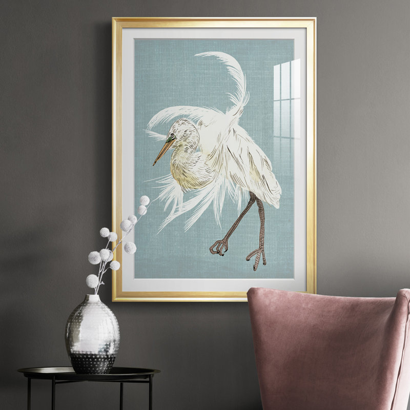 Heron Plumage IV - reproduction de cadre photo, H 30,5 po x l 22,5 po x P 1 po, Or