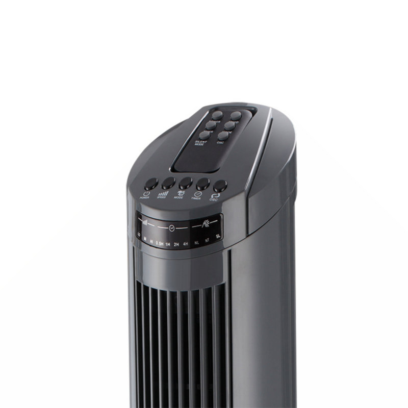 29 Inch Bladeless 90 Degree Oscillating Tower Fan With Top Mounted Remote, 3 Speeds Mode Stand Fan Features With 38Db Low Noise Operating, 7.5H Timing, Black