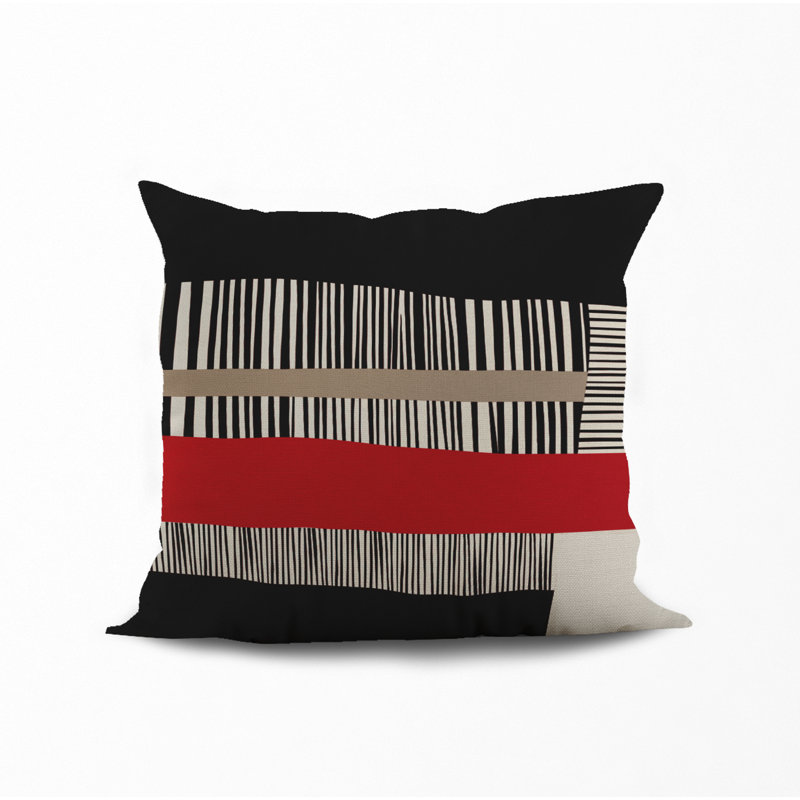 Chamu Polyester Throw Square Indoor/Outdoor Throw, 16" x 16", Red/Black