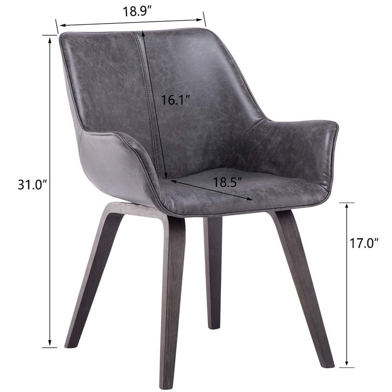Chaise avec accoudoirs rembourrée Abubaker, Chêne noir, Anthracite, 2