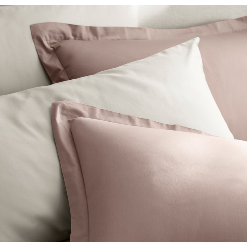 Percale Hemmed Duvet Set, King Duvet Cover + 2 King Shams, Dusty Rose
