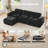 Boneless L-Shaped Soft Velvet Fabric Sofa, 32D High-Density Foam, No-Assembly Base, Non-Slip Design, Movable Ottoman Suitable For Living Rooms.-1251762198