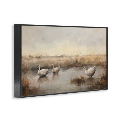 «Swan Family», étang giclé par Petal Prints Design